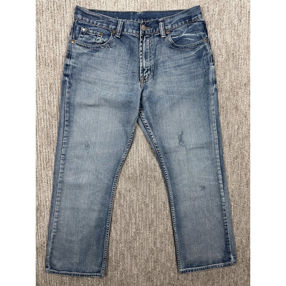 Est. 1897 Jeans Mens 34x32 Wide Leg Bootcut Embroidered Flap Pockets